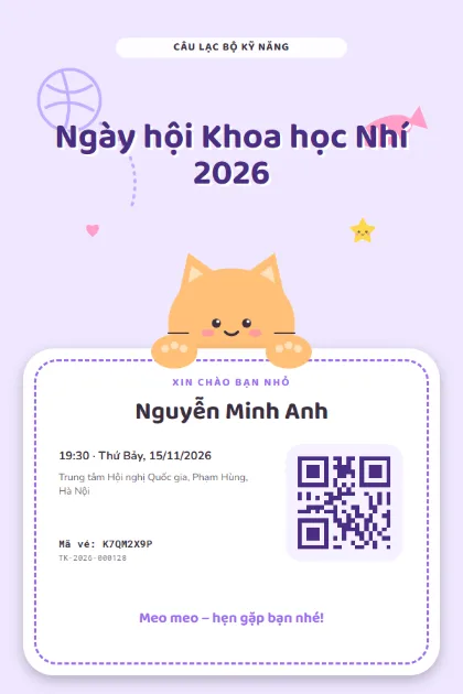 Mẫu vé Kitty Club