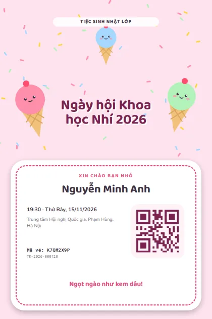 Mẫu vé Sweet Treats