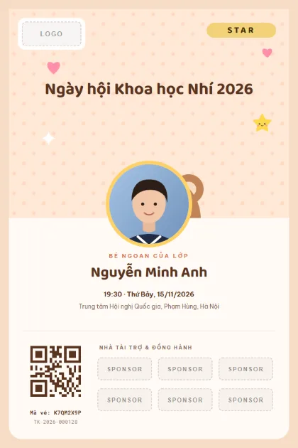 Mẫu vé Student Star