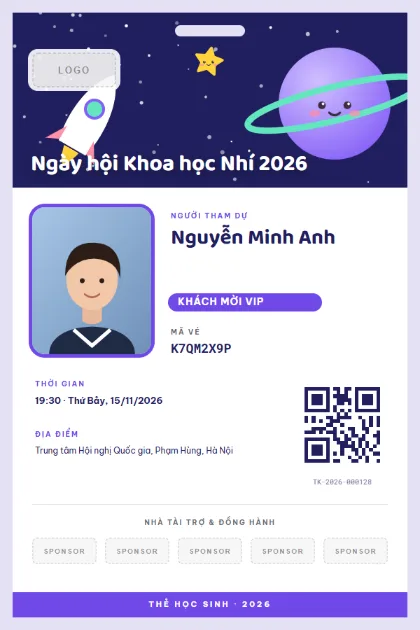 Mẫu vé Student Card