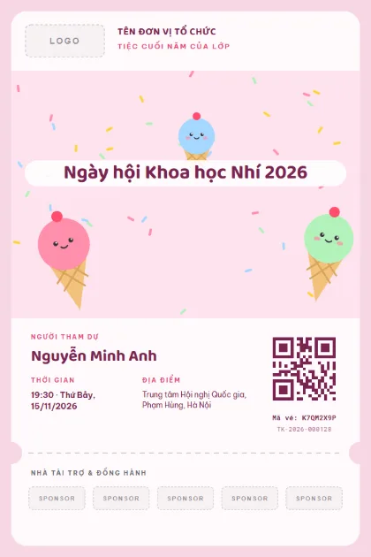 Mẫu vé Class Party