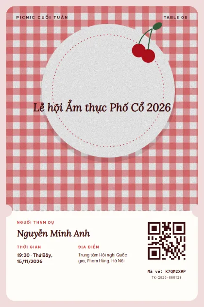 Mẫu vé Gingham Picnic