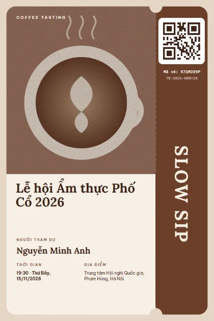 Mẫu vé Mocha Mousse