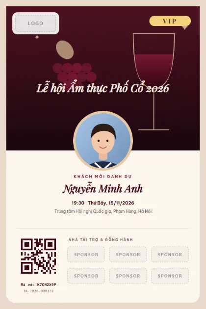 Mẫu vé VIP Wine Dinner