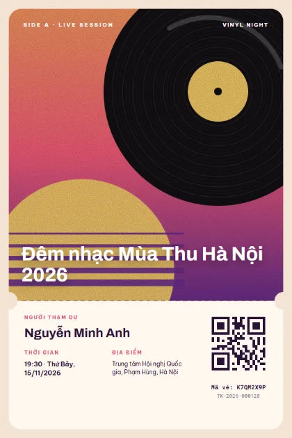 Ticket template Vinyl Sunset