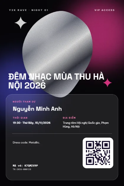 Mẫu vé Liquid Chrome