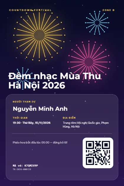 Mẫu vé Firework Night