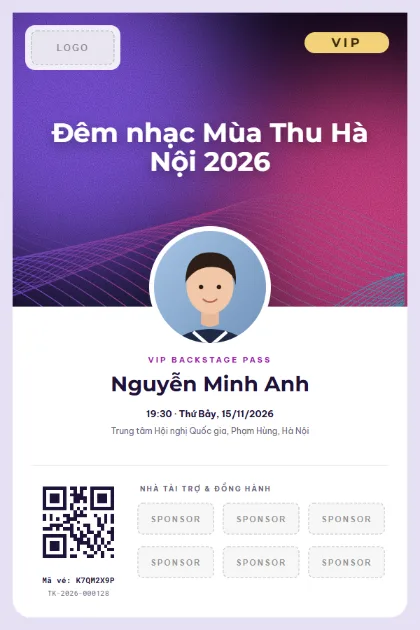 Mẫu vé VIP Backstage