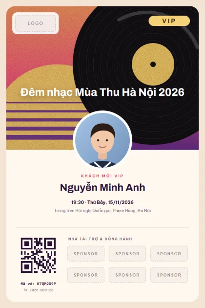 Mẫu vé VIP Vinyl