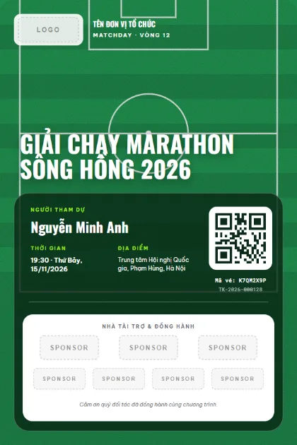 Mẫu vé Matchday Partners