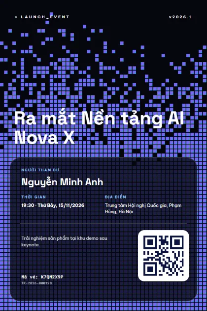 Ticket template Dither Blue