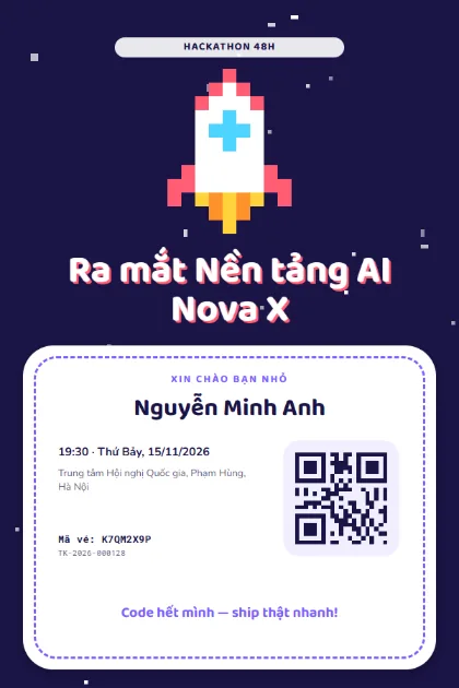 Mẫu vé Pixel Rocket