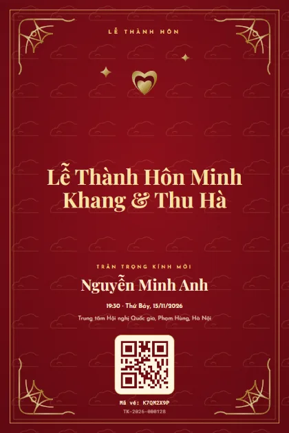 Mẫu vé Song Hỷ Đỏ Vàng