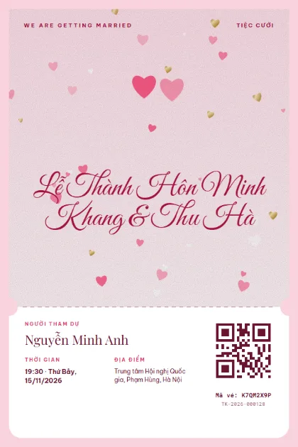 Mẫu vé Sweet Hearts