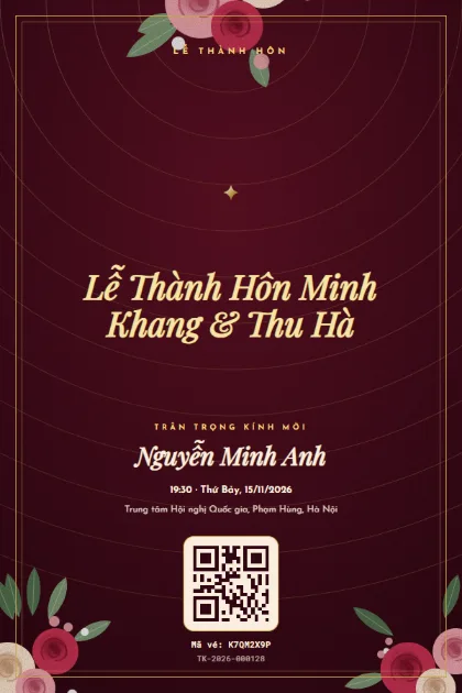 Mẫu vé Burgundy Rose