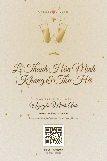 Mẫu vé Champagne Love
