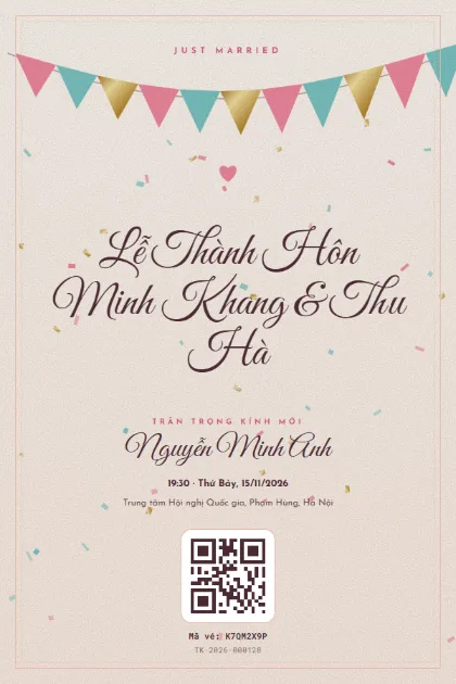 Mẫu vé Just Married
