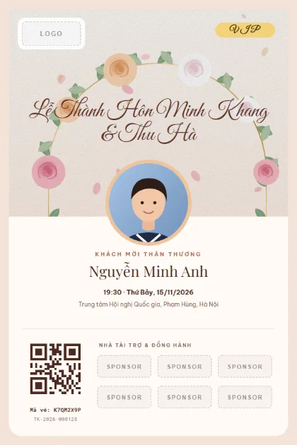 Mẫu vé VIP Floral