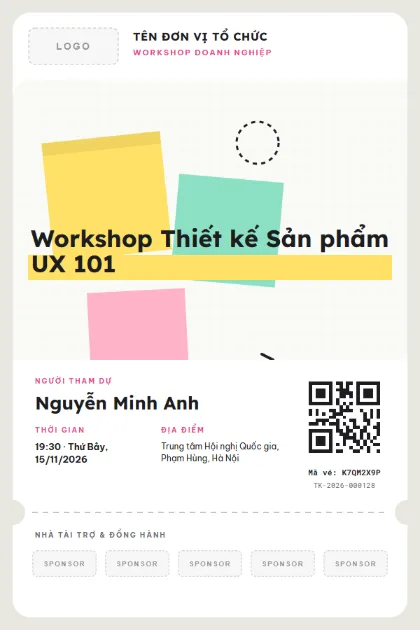 Mẫu vé Workshop Partners