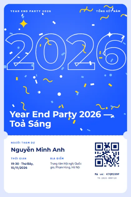 Ticket template Blue Celebration