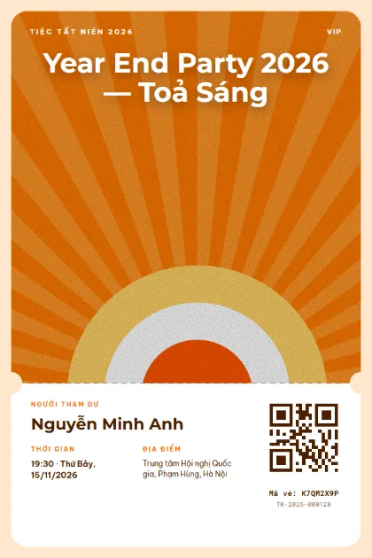 Ticket template Orange Sunburst