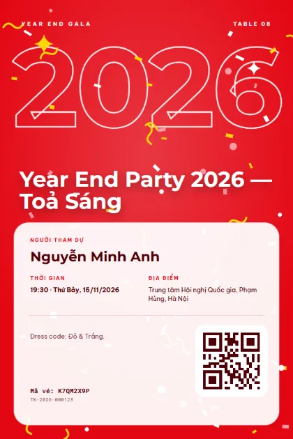 Ticket template Red Celebration