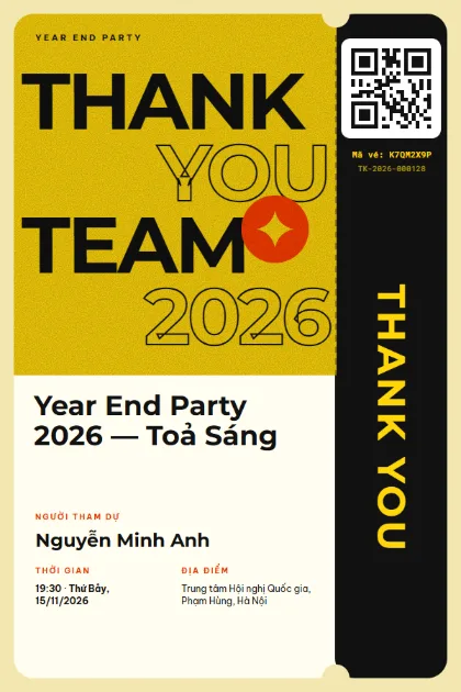 Mẫu vé Thank You Team