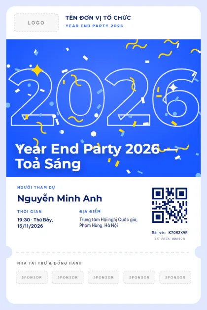 Mẫu vé Company Year End