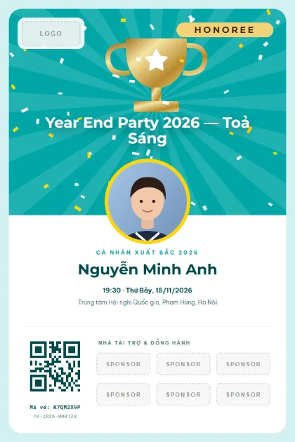 Mẫu vé VIP Honoree