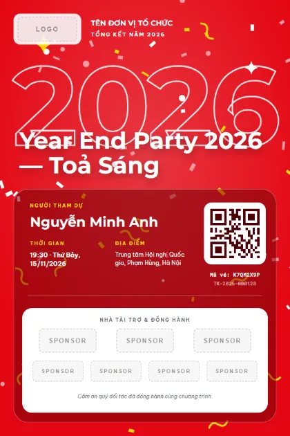Mẫu vé Red Gala Partners