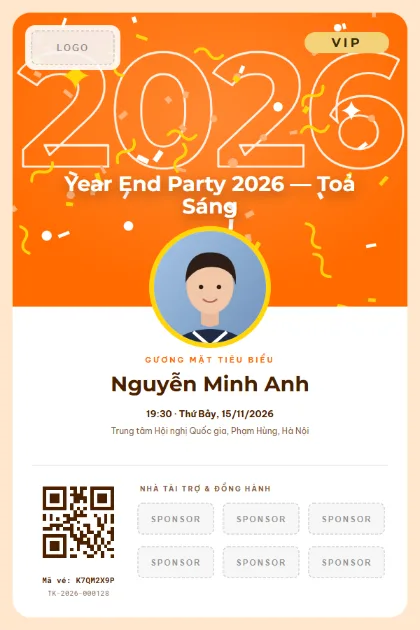 Mẫu vé VIP Orange Star