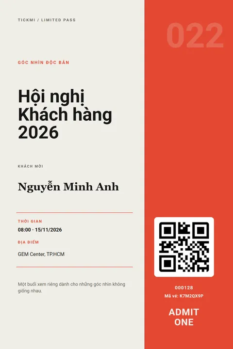 Vé mời QR phong cách phòng tranh