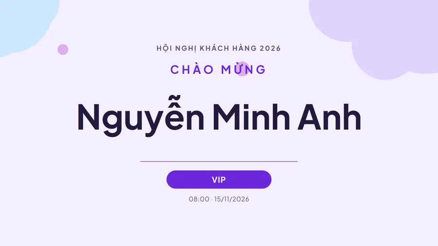 Mẫu màn hình chào mừng khác trong kho mẫu, tên người tham dự tự điền